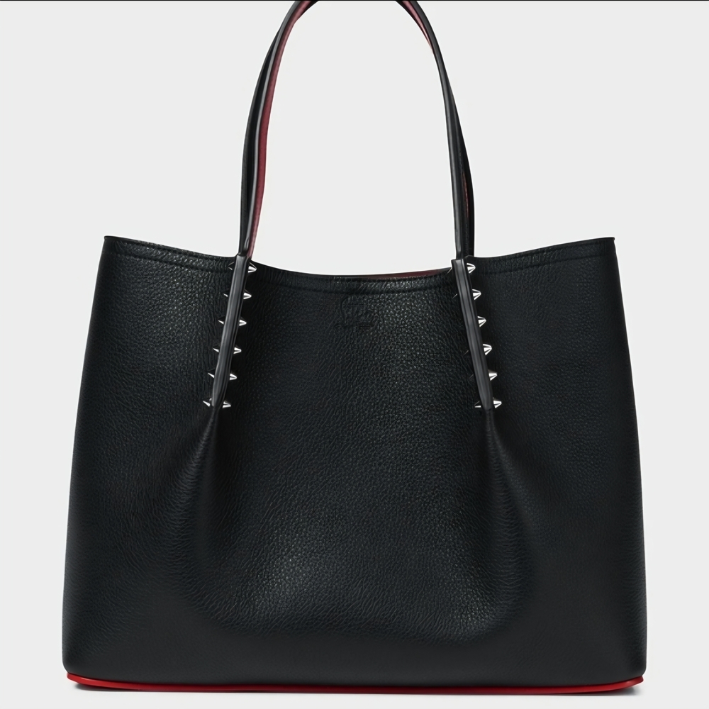 CHRISTIAN LOUBOUTIN CARBAROCK LTHR Spike Studded Red/ Black Tote + Coin Bag NWT